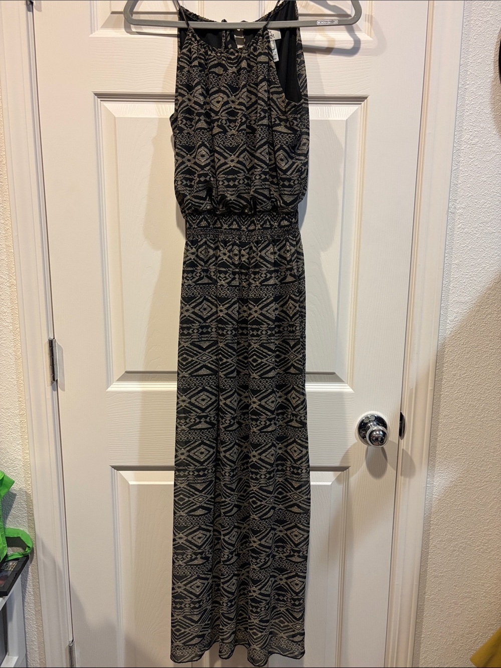 Sweet Storm Black and Beige Tribal Maxi Dress